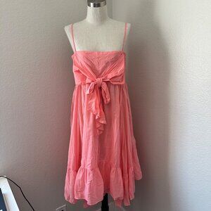 J. Crew Voile Popover Short Dress Bow Tie Ruched Asymmetrical Lightweight Pink C